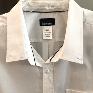 BASIC EDITIONS - Man's Short Sleeve, White shirt w/Button-down Collar, 3XLT/3EGA